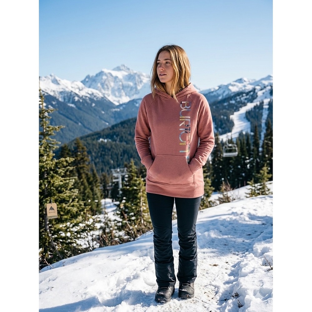 Burton Snowboards Womens Small Pink Logo Pullover Hoodie Sweatshirt 17275